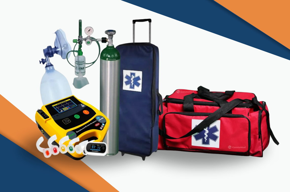 Kit de emergência 3A DEA Cmos Drake Life 400 + Cilindro 3 L e Bolsa APH Vermelha Vazia - Constamed