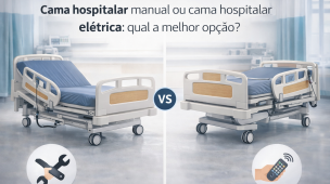 Comparação entre cama hospitalar manual e elétrica em ambiente clínico, destacando ajustes, controles e diferenças para escolha da melhor opção.