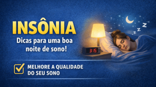 Imagem sobre insônia com dicas para uma boa noite de sono. Ilustra melhora da qualidade do sono e hábitos saudáveis para dormir melhor, reduzindo dificuldades para adormecer e acordar durante a noite.