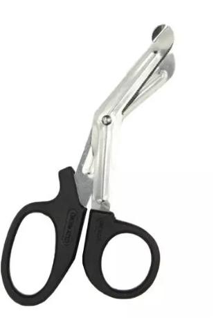 Tesoura corta-vestes utilizada em primeiros socorros e atendimento pré-hospitalar para cortar roupas, bandagens e materiais de forma rápida e segura. Possui ponta arredondada para evitar lesões durante o atendimento de emergência. ✂️?