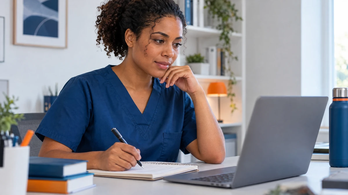 Profissional de saúde escolhendo conteúdo para seu objetivo de estudo