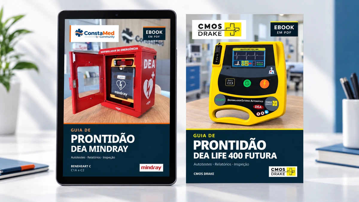 Capas reais dos guias de prontidão DEA Mindray e Life400 Futura do curso ConstaMed
